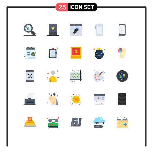 Mobile Interface Flat Color Set Pictograms Samsung Mobile Browser Smart — Stockový vektor