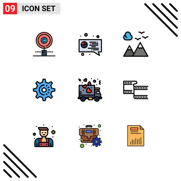 Stock Vector Icon Pack Line Signs Symbols Love Idea Mountain — 스톡 벡터
