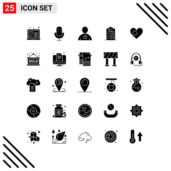 Icônes Créatifs Signes Symboles Modernes Document Tableau Dossier Liste Vérification — Image vectorielle