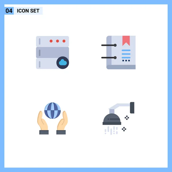 Set Modern Icons Sysymbols Signs Cloud Conservation Book Marker Power — Vector de stock