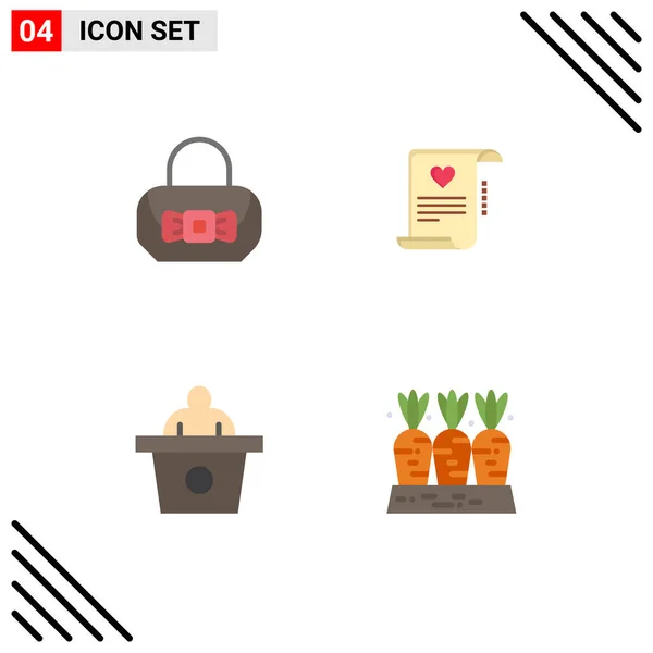 Flat Icon Concept Websites Mobile Apps Bag Presentation Letter Love — Vettoriale Stock
