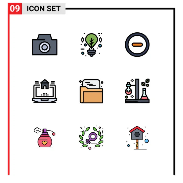Conjunto Icones Modernos Símbolos Sinais Para Química Pasta Usuário Web — Vetor de Stock