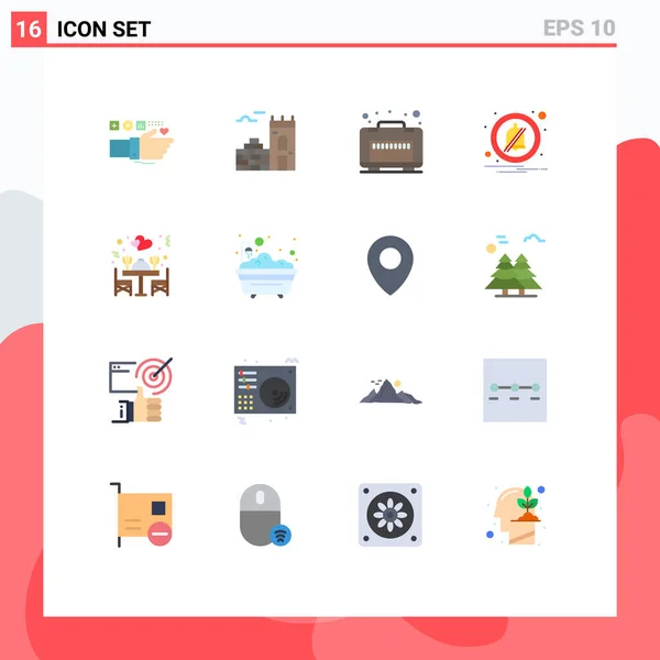 Iconos Creativos Signos Símbolos Modernos Mesa Amor Caso Cena Notificación — Vector de stock