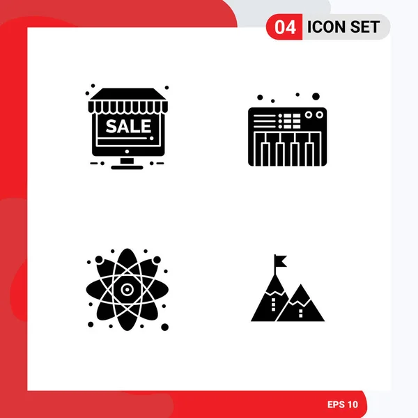 Stock Vector Icon Pack Mit Zeilenzeichen Und Symbolen Für Monitor — Stockvektor