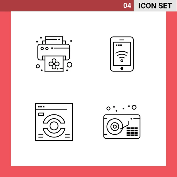 Creative Icons Modern Signs Symbols Device Refresh Mobile Wifi Gramophone — Stock Vector