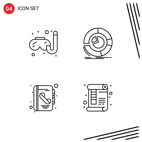 Filledline Flat Colors Pictograph Swim Book Analysis Diagram Called Editable — 스톡 벡터