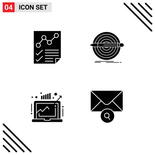 User Interface Pack Basic Solid Glyphs Analytics Target Page Goal — Stock Vector