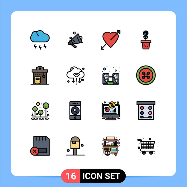 Universal Icon Symbols Group Modern Flat Color Linhas Cheias Estação — Vetor de Stock