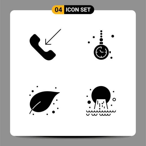 Set Modern Icons Sysymbols Signs Call Leaf Phone Fashion Growth — Vector de stock