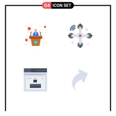 İş, sayfa, konuşma, insansız hava aracı, web sitesi Düzenlenebilir Vektör Tasarım Elemanları için 4 Ticari Düz Simge paketi