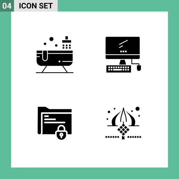 Set Modern Icons Symbols Signs Bathroom Document Water Device Gdpr — Stock Vector