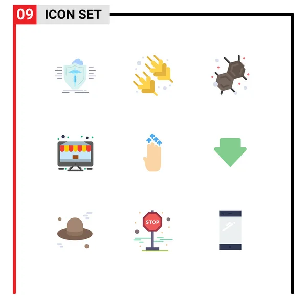 Universal Icon Symbolen Groep Van Moderne Platte Kleuren Van Vier — Stockvector