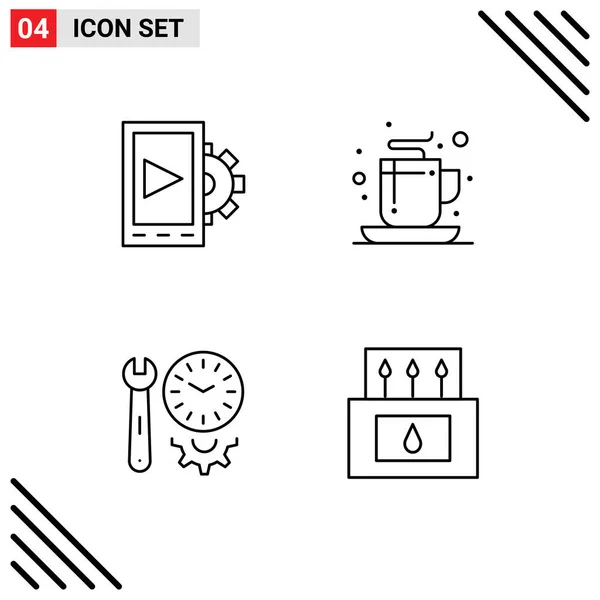 Creative Icons Современные Знаки Символы Мобильных Устройств Предпочтения Кофе Чая — стоковый вектор