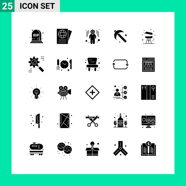 User Interface Pack Basic Solid Glyphs Business Equipment Setting Cooking — Stock Vector
