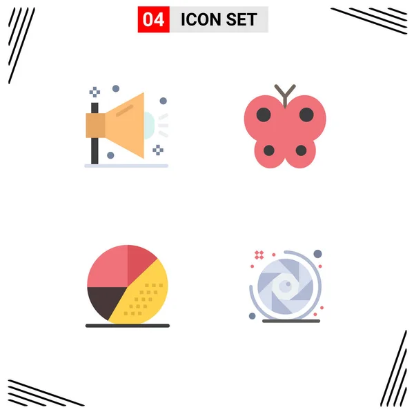 Set Commercial Flat Icons Pack Business Engine Seo Butterfly Optimization — Stock Vector