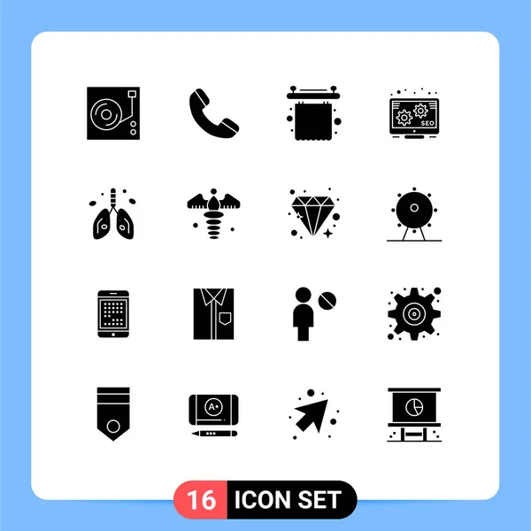Set Modern Icons Symbols Signs Lung Cancer Curtains Pollution Promotion — Stock Vector