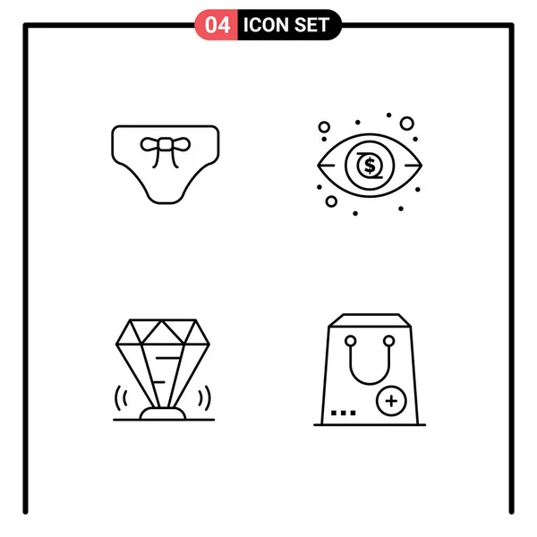 User Interface Line Pack Moderner Zeichen Und Symbole Für Unterwäsche — Stockvektor