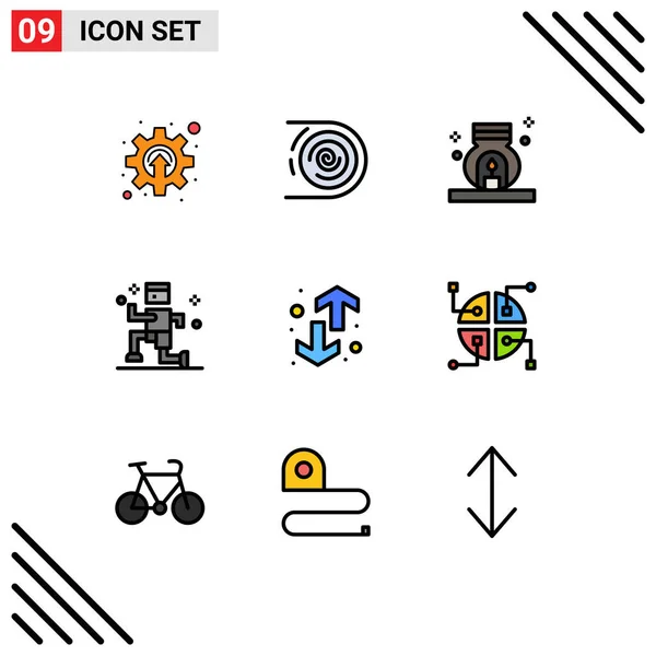 Stock Vector Icon Pack Líneas Signos Símbolos Para Abajo Corriendo — Vector de stock