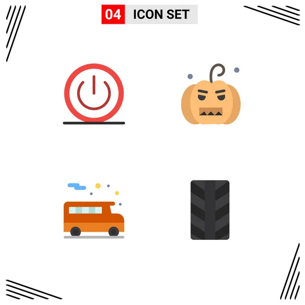 Universal Icon Symbols Grupo Iconos Planos Modernos Básicos Autobús Potencia — Vector de stock