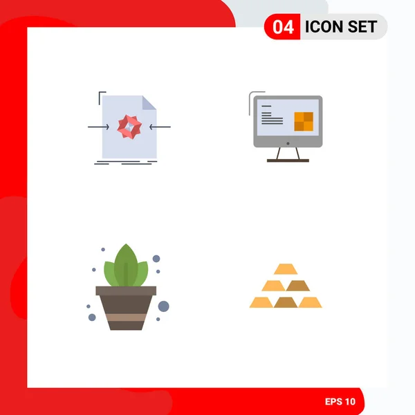 Universal Icon Symbols Group Modern Flat Icons Document Gardening Processing — Stock Vector