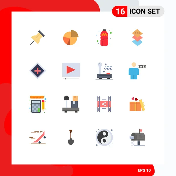 Warna Flat Antarmuka Bergerak Set Dari Pictogram Bantuan Kuadrat Pie - Stok Vektor