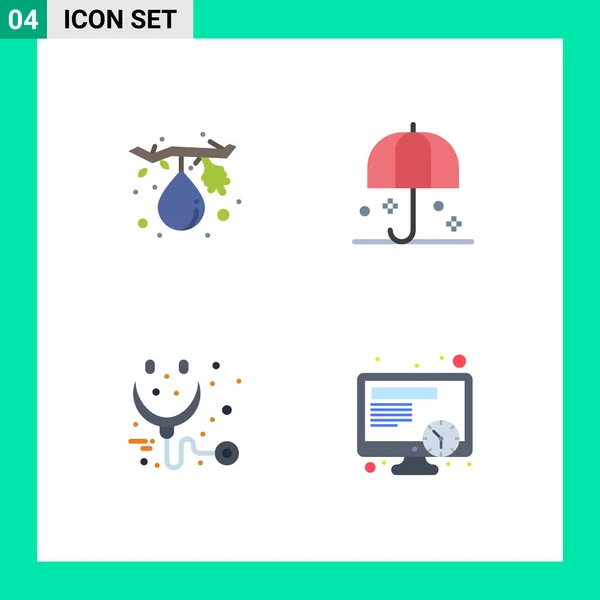Piktogrammset Mit Einfachen Flachen Symbolen Für Feige Pflege Gesundheit Regen — Stockvektor
