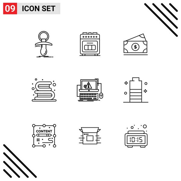 Mobile Interface Outline Set Pictograms Read Education Cooking Books Usa — Stockový vektor