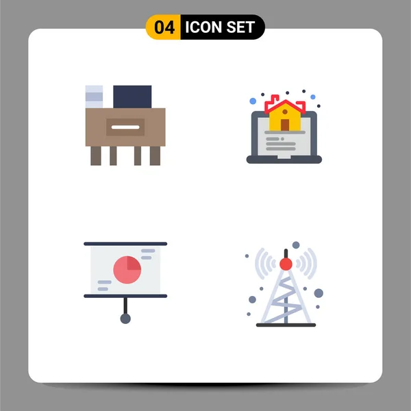 User Interface Flat Icon Pack Modern Signs Sysymbols Desk Strategy — Vector de stock