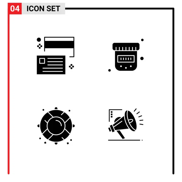 Webおよびモバイルアプリケーション用に設定された4つのユニバーサルソリッドグリフを借りる クレジット 救助編集可能なベクトルデザイン要素 — ストックベクタ