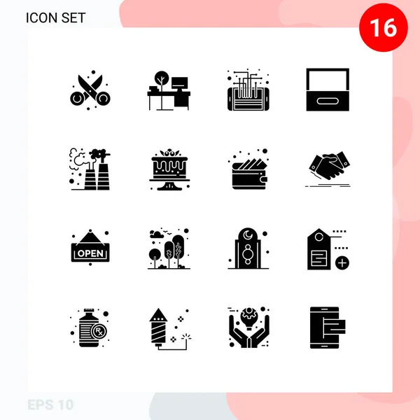 Set Modern Icons Symbols Signs Drawer Archive Place Smart Phone — Stock Vector