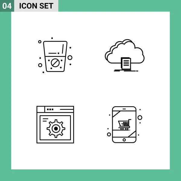 Concepto Línea Para Sitios Web Dieta Móvil Aplicaciones Configuración Nube — Archivo Imágenes Vectoriales