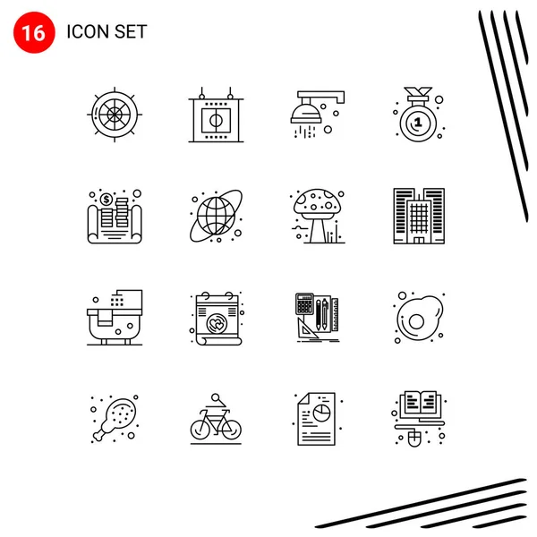 16创意图标硬币 可编辑矢量设计元素的现代标志和符号 — 图库矢量图片