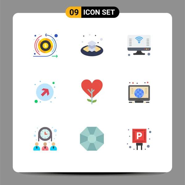 Plat Color Pack Universal Symbols Heart Computer Arrows Wifi Editable — Image vectorielle