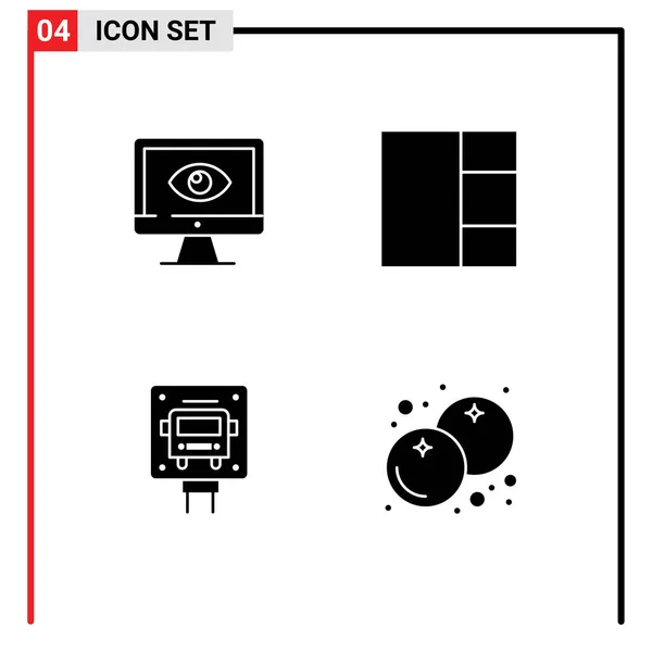 Universal Icon Symbols Group Modern Solid Glyphs Monitor Stop Surveillance — Stock Vector