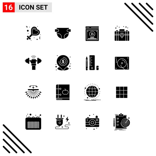 Creative Icons Modern Signs Symbols Power Gain Method Dumbbell Portfolio — Stock Vector