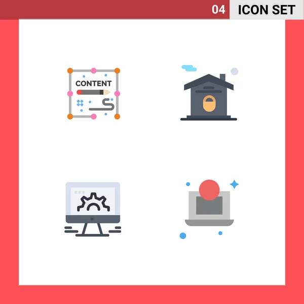 Flat Icon Pack Símbolos Universais Conteúdo Online Design Bloqueio Mercado — Vetor de Stock
