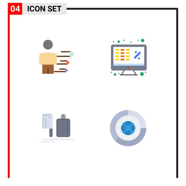 四组平面图标符号和符号的方法 厨师可编辑向量设计元素 — 图库矢量图片