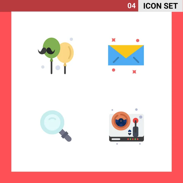 Set Van Commercial Flat Icons Pack Voor Ballon Zicht Vaderdag — Stockvector