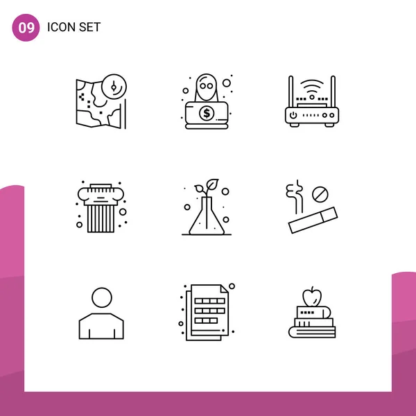 Set Modern Icons Sysymbols Signs Greek Cultural Robbery Architecture Internet — Archivo Imágenes Vectoriales