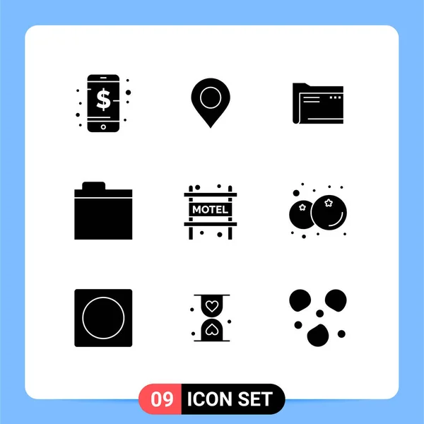 Mobile Interface Solid Gyph Set Pictograms Storage Files Folder Storage — Archivo Imágenes Vectoriales