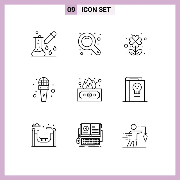 Creative Icons Modern Signs Sysymbols Finance Reporter Zoom Tool News — Vector de stock