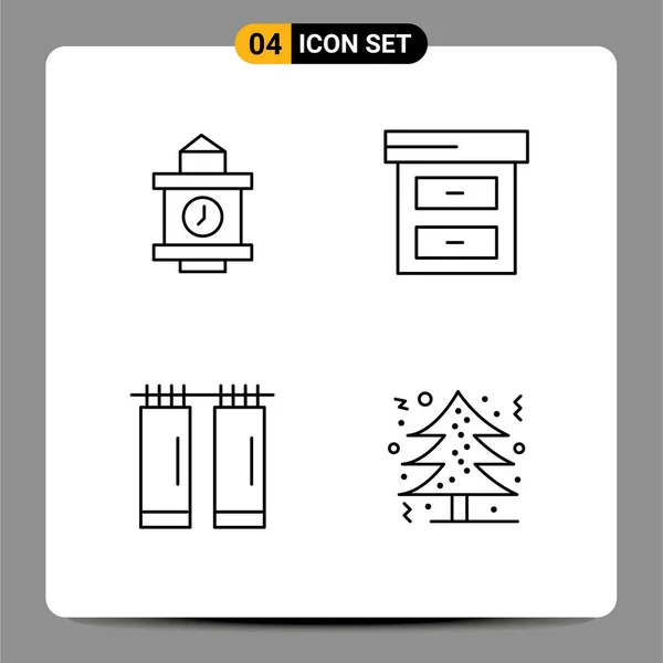 Mobile Interface Line Set Pictograms Train Christmas Archive Bathroom Holidays — Stock Vector