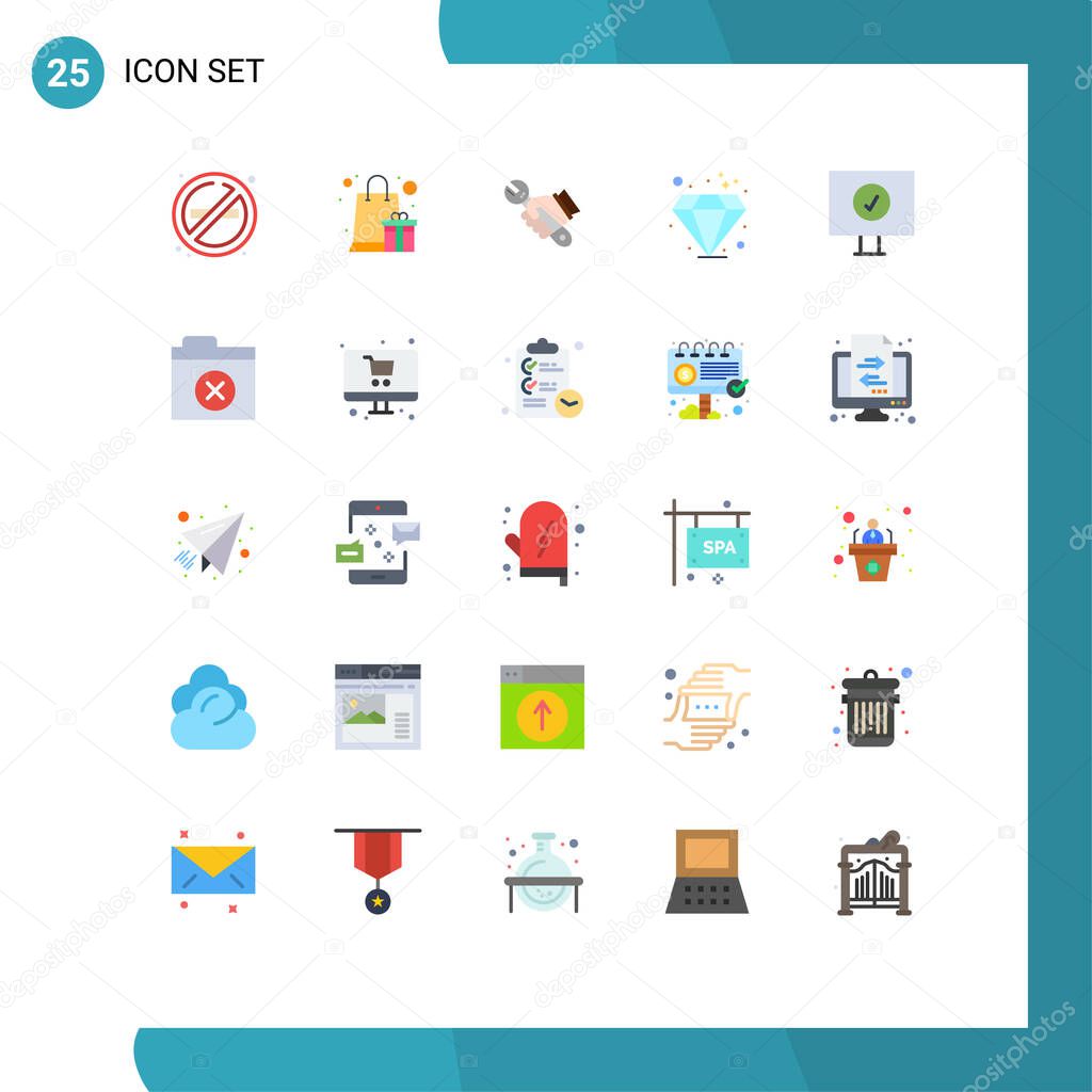 Set of 25 Modern UI Icons Symbols Signs for computer, investment, wrench, gem, hand Editable Vector Design Elements