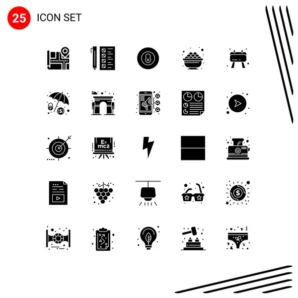 25创意图标清单 碗可编辑向量设计元素的现代符号和符号 — 图库矢量图片