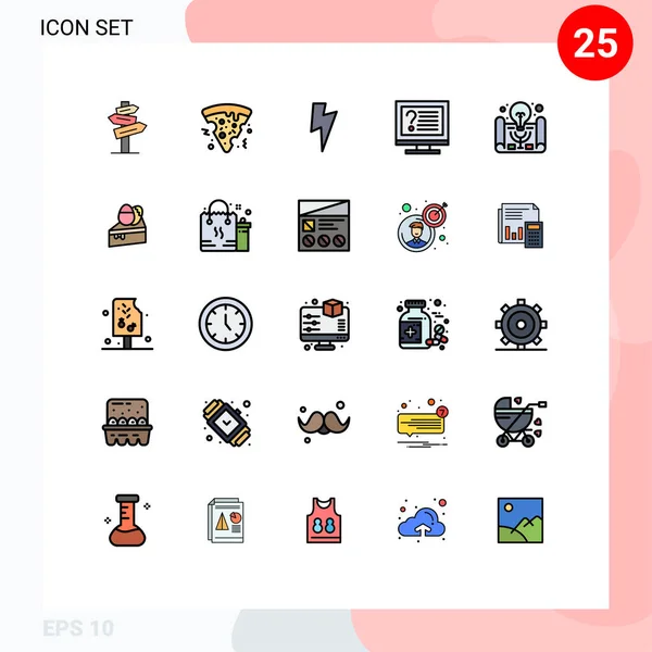 Set Modern Icons Sysymbols Signs Project Idea Active Learning Power — Vector de stock