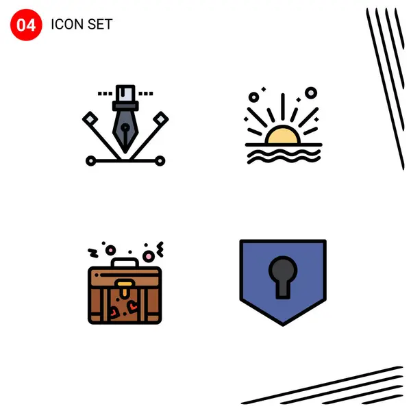 Pictogram Set Simple Filledline Flat Colors Artwork Briefcase Pen Tool — 스톡 벡터