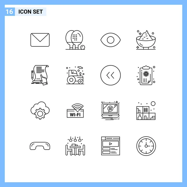 Stock Vector Icon Pack Mit Zeilenzeichen Und Symbolen Für Dokumente — Stockvektor