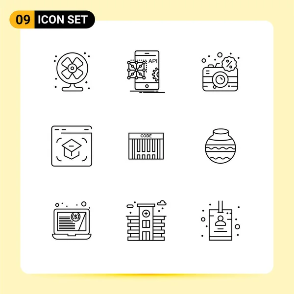 Stock Vector Icon Pack Signos Símbolos Línea Para Internet Móvil — Archivo Imágenes Vectoriales