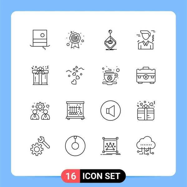 包含16行符号和符号的库存矢量图标包 用于当前的 圣诞节的 游戏的 办公的 业务编辑的矢量设计元素 — 图库矢量图片
