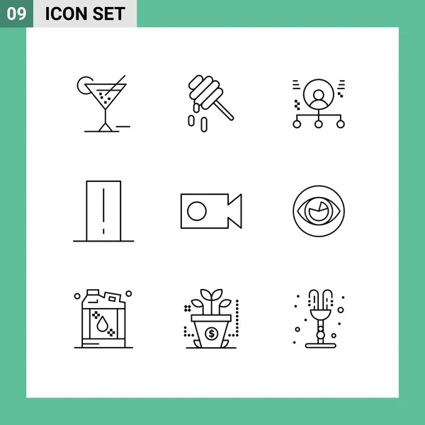 Conjunto Icones Modernos Símbolos Sinais Para Cam Gadget Empregado Eletrônica —  Vetores de Stock